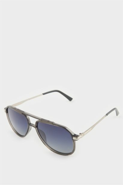 Erkek Oval Büyük Siyah Metal Çerçeve Siyah Cam Polarize Güneş Gözlüğü