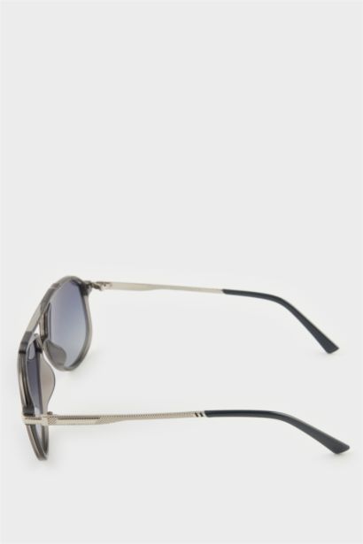 Erkek Oval Büyük Siyah Metal Çerçeve Siyah Cam Polarize Güneş Gözlüğü