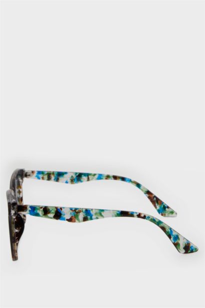 Kadın Yuvarlak Mavi Plastik Çerçeve Degrade Cam UV Güneş Gözlüğü