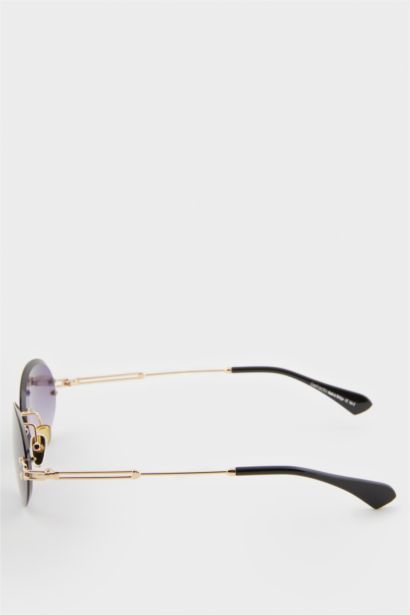 Kadın Yuvarlak  Şeffaf Metal Çerçeve Kahve CamUV Güneş Gözlüğü