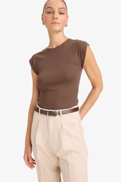 Slim Fit Crew Neck Basic Modal Short Sleeve T-Shirt