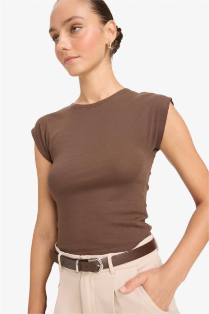 Slim Fit Crew Neck Basic Modal Short Sleeve T-Shirt