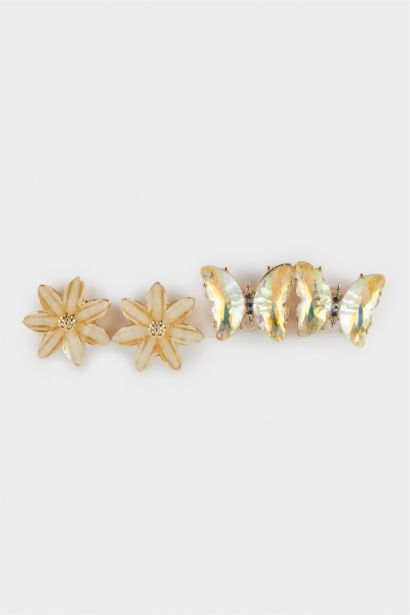 Woman 2 Piece Gold Earrings