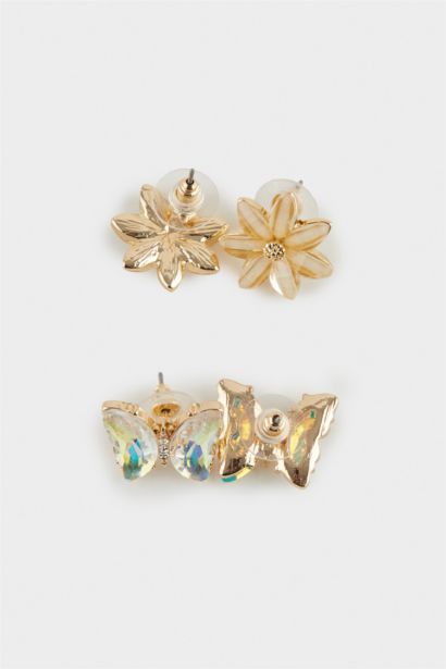 Woman 2 Piece Gold Earrings
