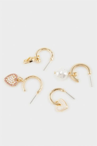 Lot de 4 de Boucles d’oreilles dorées motif cœur pour femme