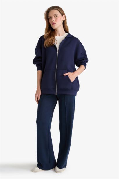 Oversize Fit Scuba Fabric Cardigan