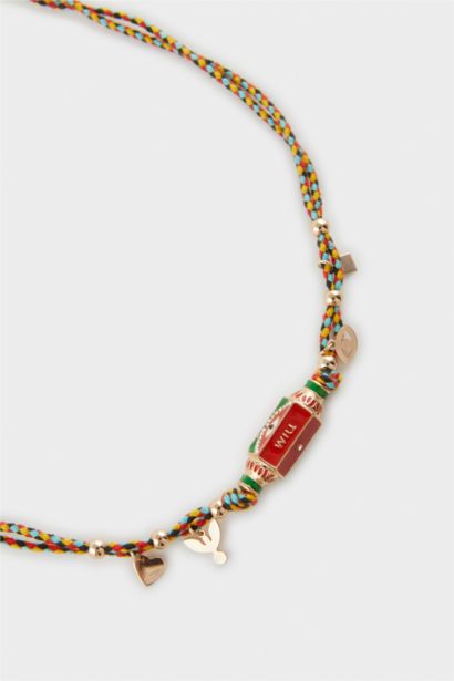 Woman Colorful Rope Charm Bracelet