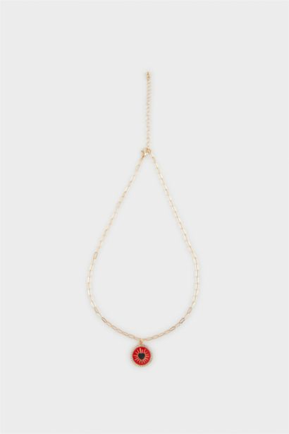 Woman Red Stone Gold Necklace