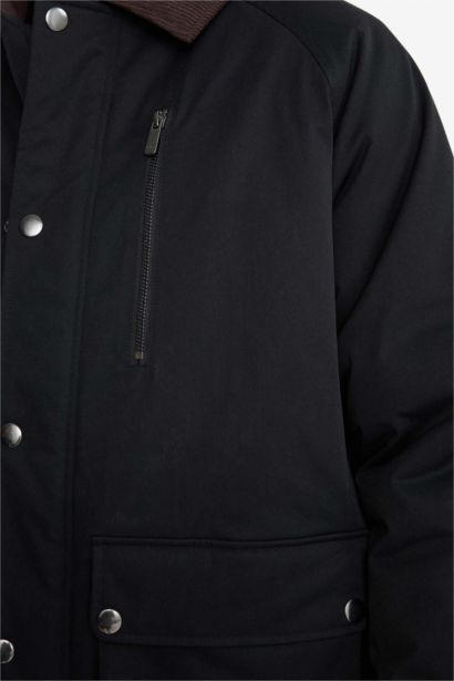 Jacket zippée à col polo en velours côtelé et doublure Coupe régulière