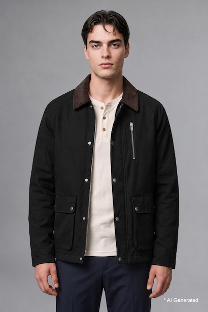 Regular Fit Polo Kadife Yaka Fermuarlı Astarlı Mont