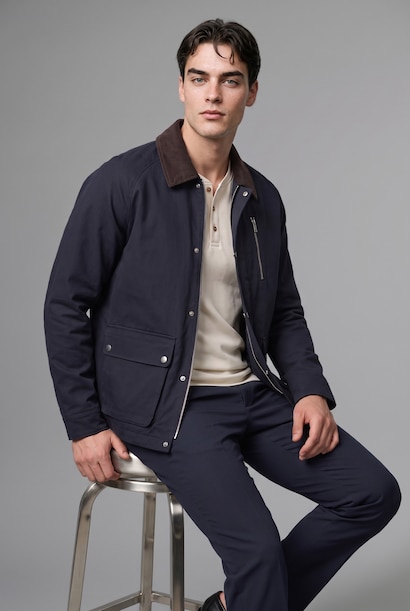 Zipper Polo Collar Puffer Jacket