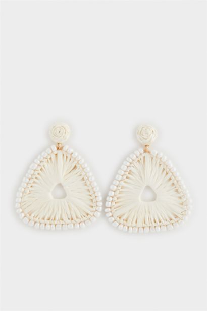 Woman Straw Detailed Earrings