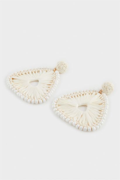 Woman Straw Detailed Earrings