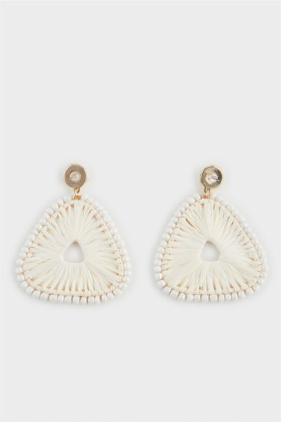 Woman Straw Detailed Earrings