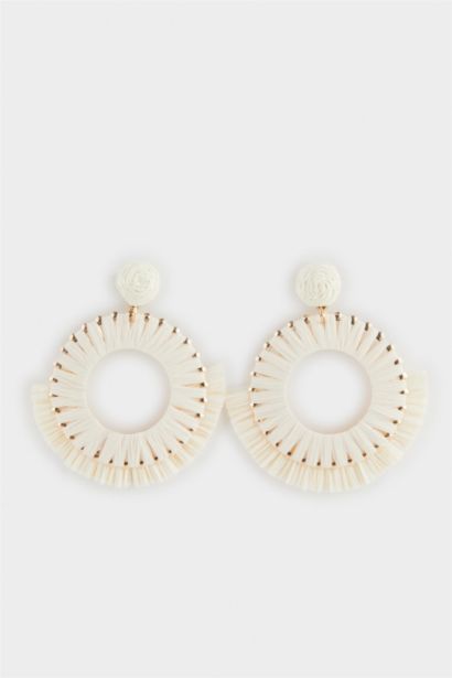Woman Straw Detailed Earrings