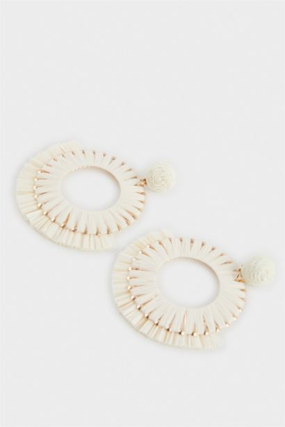 Woman Straw Detailed Earrings