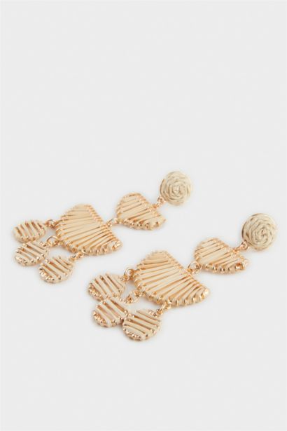 Woman Wicker Detailed Dangling Earrings