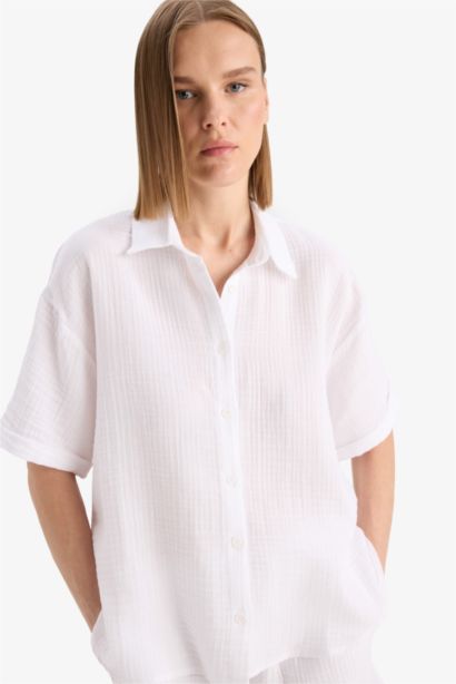 Regular Fit Muslin White Shirt