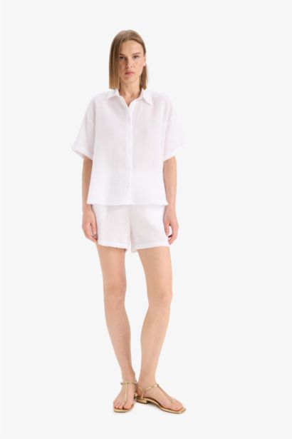 Regular Fit Muslin White Shirt