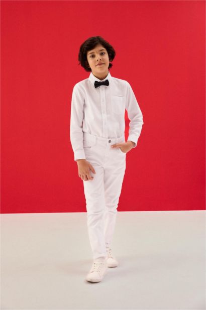 Boy Standard Leg Gabardine White Trousers