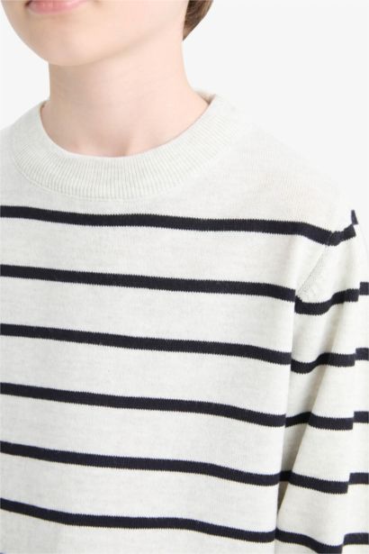 Boy Crew Neck Striped Knit Pullover