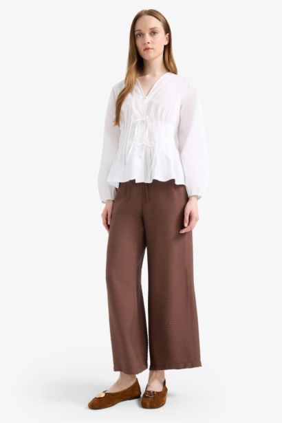 Straight Fit Wide Leg Trousers