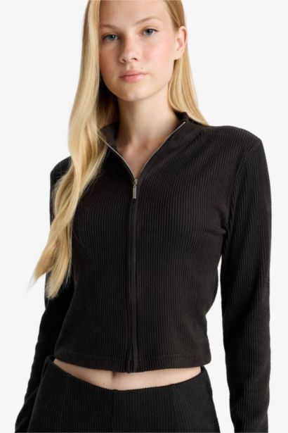 Turtleneck Zip-Up Cardigan