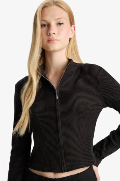 Turtleneck Zip-Up Cardigan