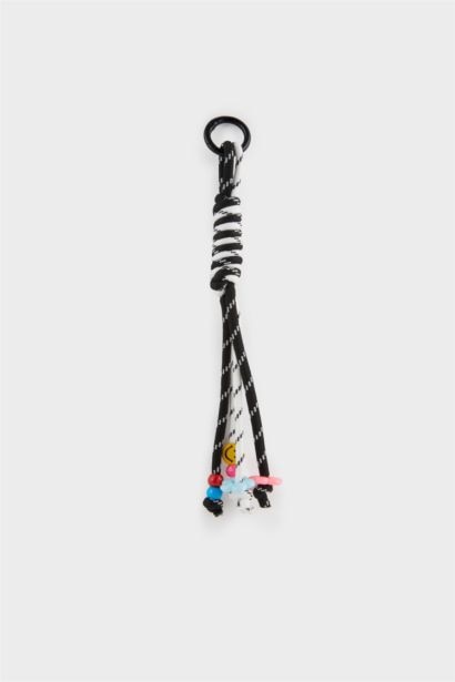 Woman Black Rope Charm Keychain