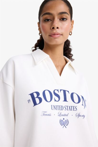 Relax Fit Printed Long Sleeve Sweatshirt