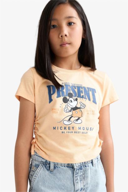 Disney Mickey & Minnie Fitted Bisiklet Yaka Kısa Kollu Tişört Kız Çocuk