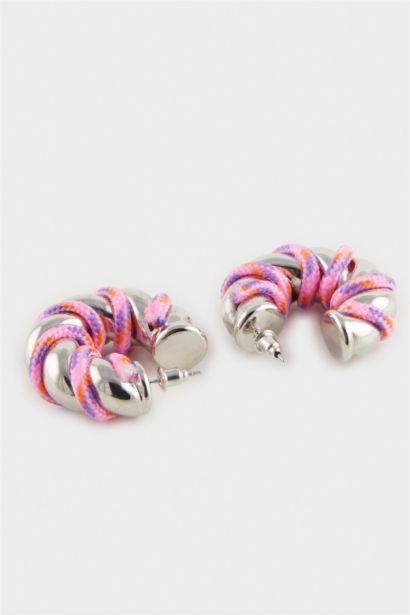 Afra x DeFacto Pink Rope Detailed Gold Earrings