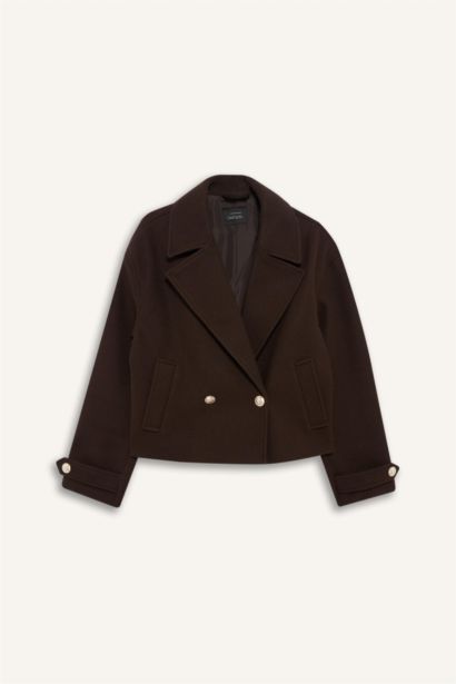 Regular Fit Düğmeli Kaşe Kaban