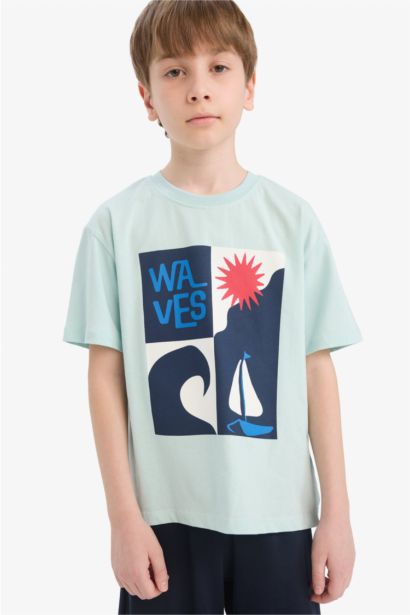 2'li Takım Baskılı Kısa Kollu Tişört Şort Erkek Çocuk