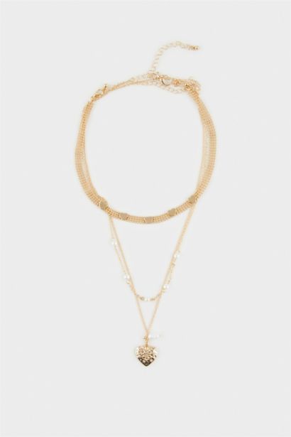 Lot de 3 Colliers dorés à cœur pour femme