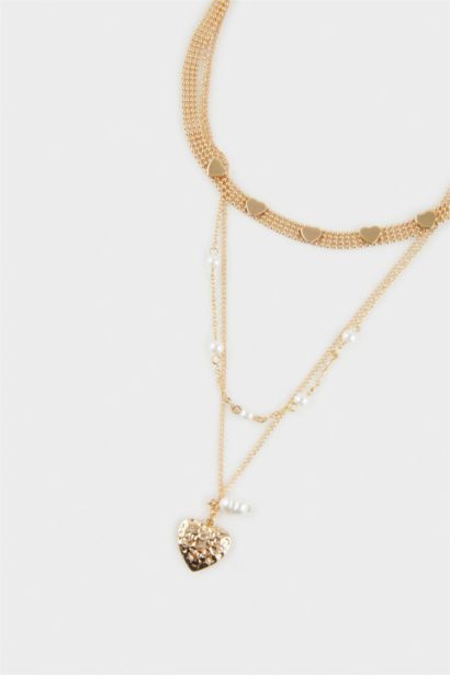 Lot de 3 Colliers dorés à cœur pour femme