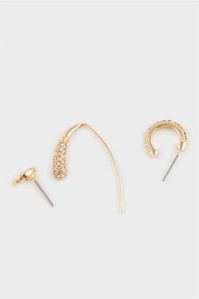 Woman 3 Piece Gold Earrings