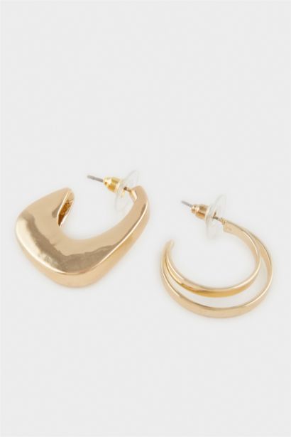 Woman 2 Piece Gold Earrings