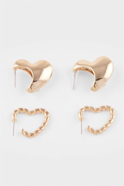 Woman 2 Piece Gold Earrings