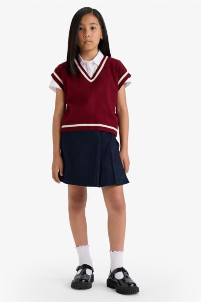 Girl Elastic Waist Gabardine Skirt