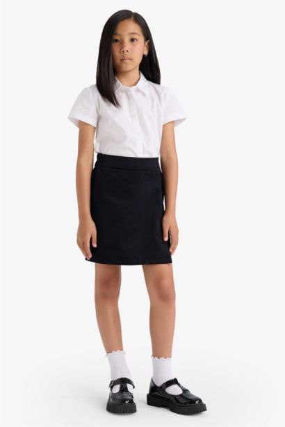 Jupe-short en gabardine à taille élastique pour fille