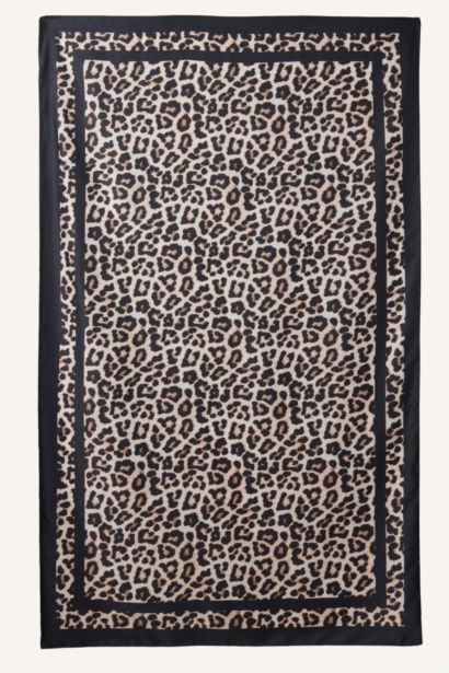 Leopar Desenli Saten Pareo
