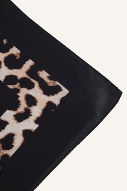 Leopar Desenli Saten Pareo