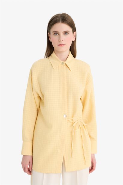 %100 Pamuk Relax Fıt Bağcıklı Müslin Gömlek Tunik