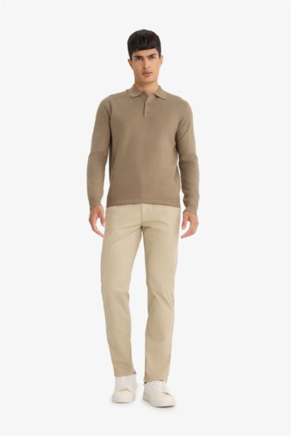 بلوفر تريكو قصة عادية بياقة بولو