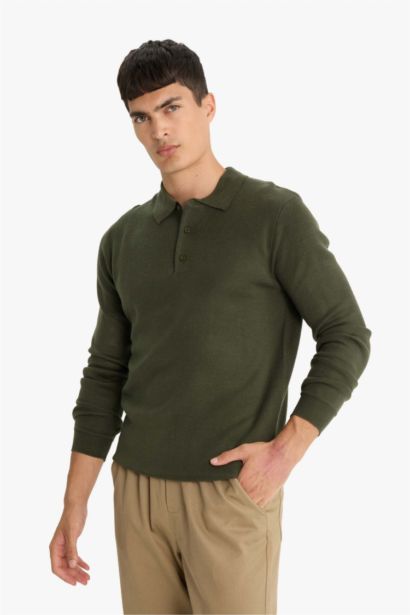 Standard Fit Polo Collar Knitwear Pullover