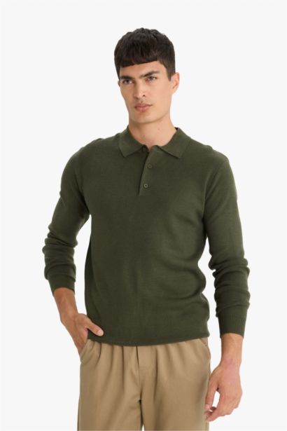 Standard Fit Polo Collar Knitwear Pullover