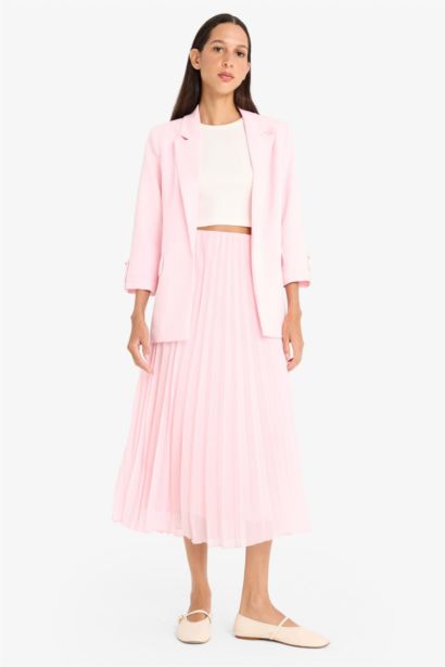 A Line Chiffon Normal Waist Midi Skirt