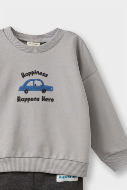 Baby Boy Vehicle Printed Sweatshirt Sweatpants 2 Piece Set