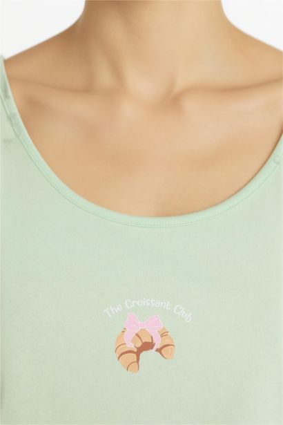 Regular Fit Pijama Takımı Kolsuz Baskılı Üst Beli Lastikli Şort